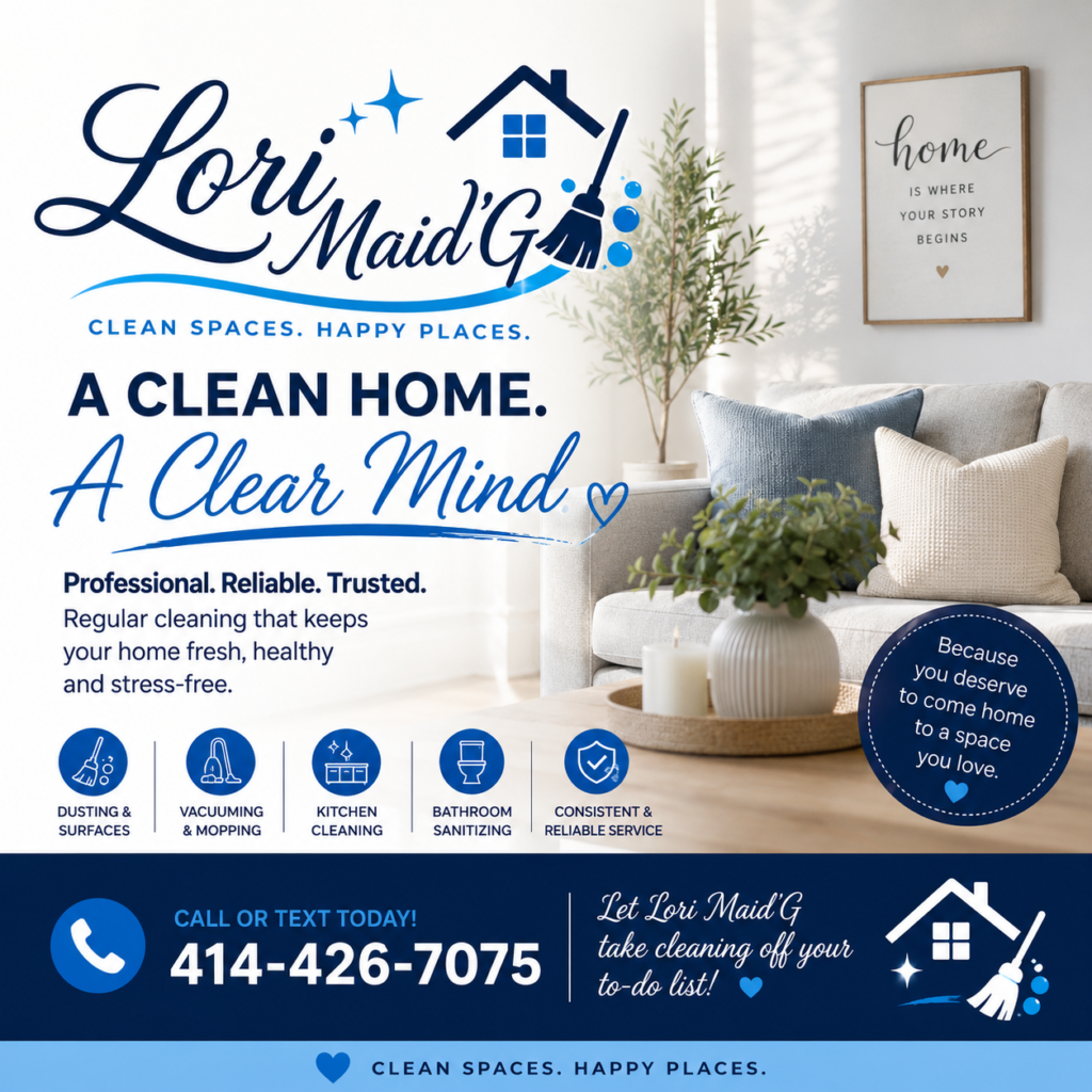 House cleaning service preparing a clean and fresh living room